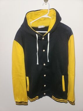 Source Unknown Black and Yellow Varsity Hoodie Jacket